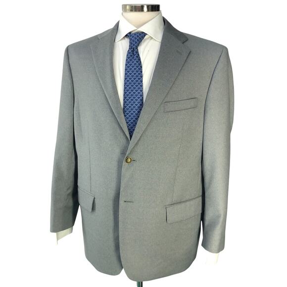 Paul Fredrick Mens Size 42S Blazer Sport Coat Jacket Gray Brass Buttons